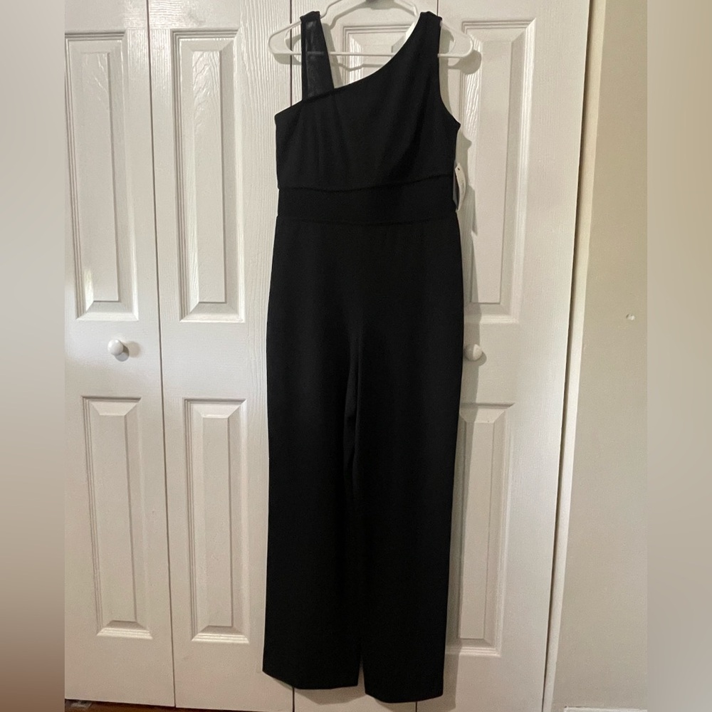 Dkny Black Sleeveless Jumpsuit with Wide-Leg Silhouette
